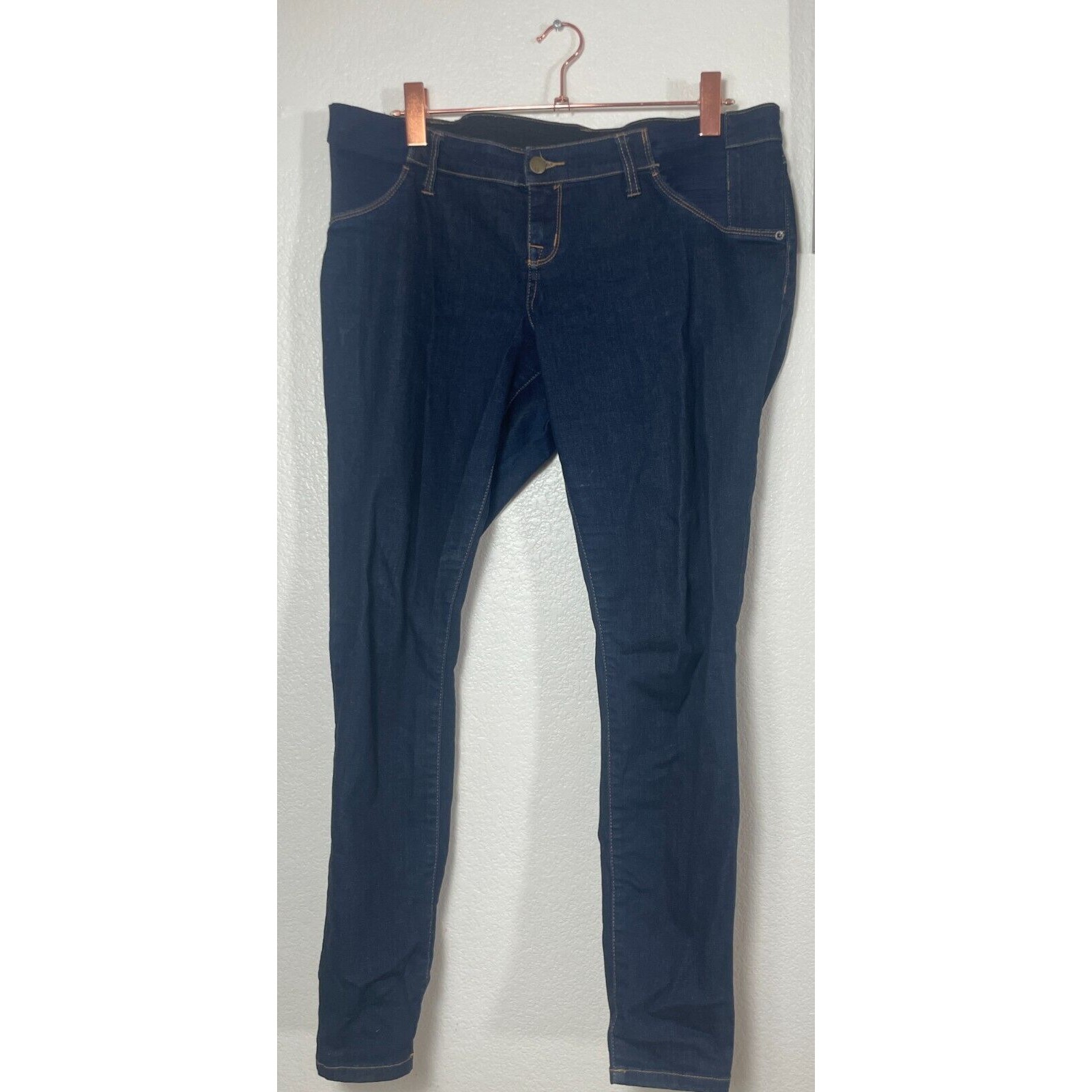 Liz Lange Maternity Jegging Jeans Maternity Size M Side Stretch Panel Dark Wash